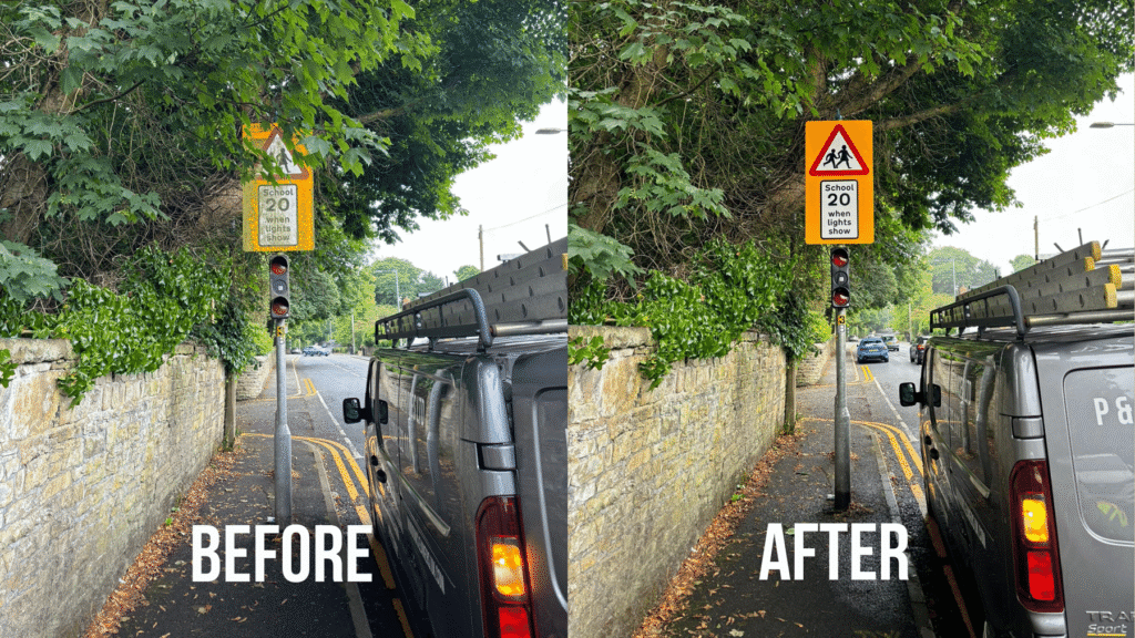 road sign cleaning